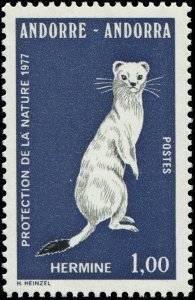 Andorra French Administration 1977 Sc 253 Ermine Stoat Weasel 
