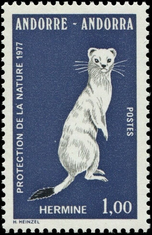 Andorra French Administration 1977 Sc 253 Ermine Stoat Weasel 