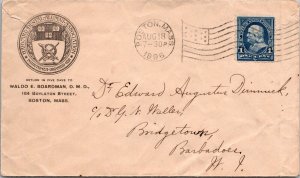 1896 - 1c Stamp - Flag Cancel - Boston, Mass - J1726