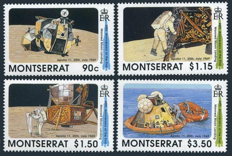 Montserrat 726-729,730,MNH.Mi 757-760,Bl.54. First Moon Landing,20th Ann.1989.