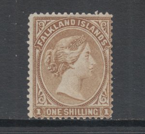 Falkland Islands Sc 4 MNG. 1878 1sh bistre brown Queen Victoria