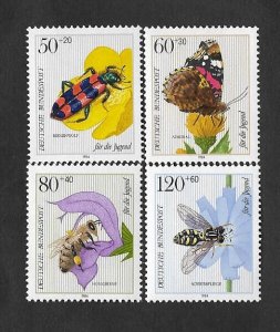 SE)1984 GERMANY, PRO JUVENTUD, INSECTS AND FLOWERS, BEETLE, RED ADMIRAL, BEE AND