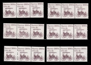 US 1907, MNH Plate Number Coils, All 18 Plate Numbers