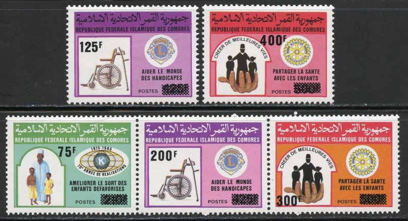 Comoro Islands Scott 654-56 - 1988 Service Organizations Surcharged - SCV $8.90