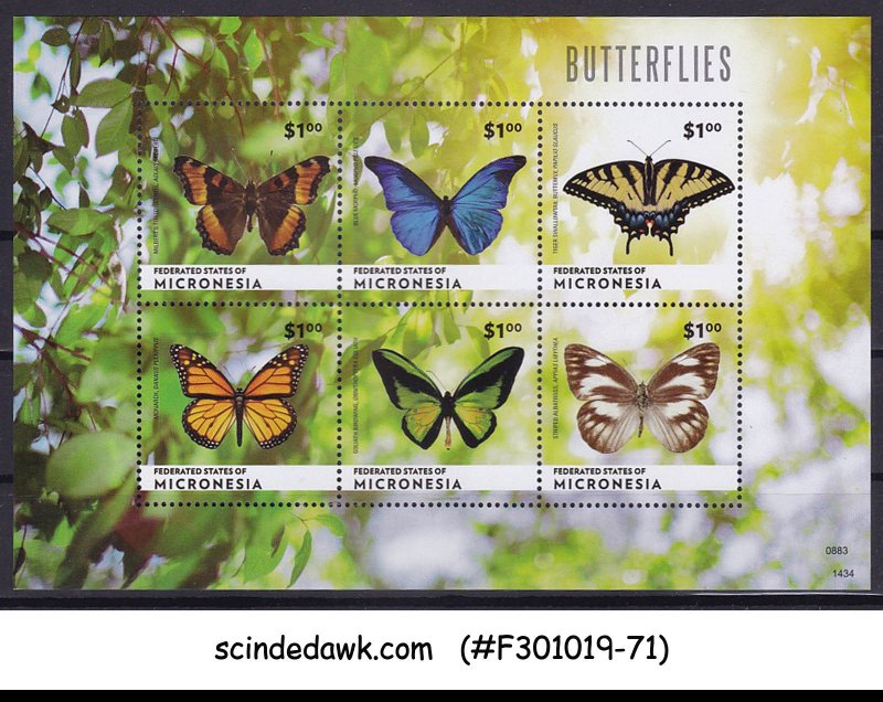 MICRONESIA - 2014 BUTTERFLIES / BUTTERFLY - MIN. SHEET MNH