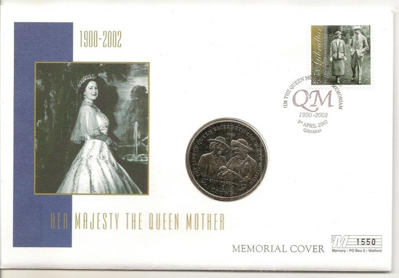 Gibraltar 2002 Queen Mother - 1 Crown Coin Cover - Ltd Ed No. 1798