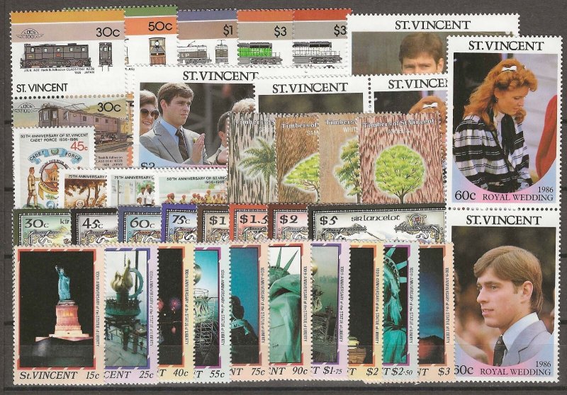 ST VINCENT 1986 Commemorative Sets MNH
