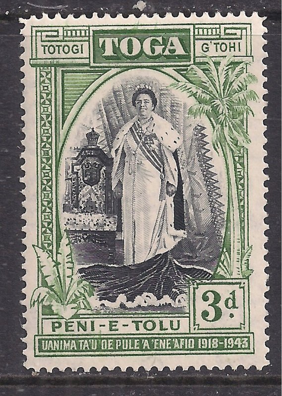 Toga Tonga 1944 KGV1 3d Black & Green Silver Jubilee MM SG 85 ( K1387 )