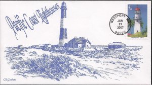Set of 5 CL Cachets Printed FDCs for the 2007 Pacific Lighthouses Issue