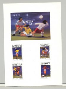 Dominica #935-939 World Cup Soccer 4v & 1v S/S Imperf Proofs Mounted on 1v Card