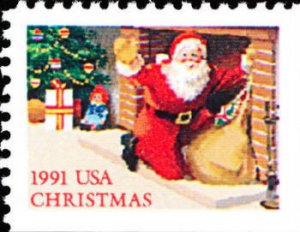 2584  (29c) Santa at Fireplace Booklet Single SE at Right & Bottom