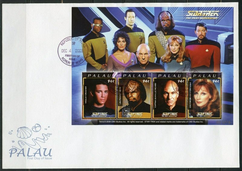 PALAU 2003 STAR TREK THE NEST GENERATION  SHEET(4)  FIRST DAY COVER  