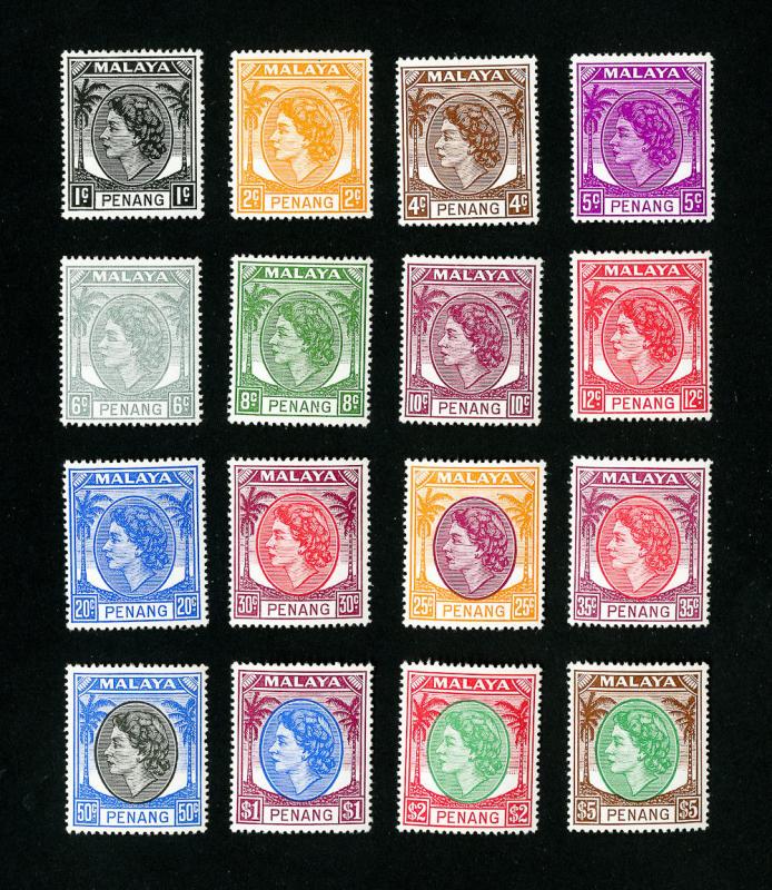 Penang Stamps # 29-44 VF OG LH Set of 16 Scott Value $73.60