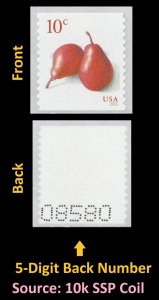 US 5039 Pears 10c coil single 5d large font back # MNH 2016