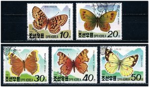 North Korea #2977-2981 Short Set of 5 Butterflies CTO