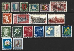 Switzerland Used Lot of 18 different Semi-postal Stamps 2017 SCV = $23.20