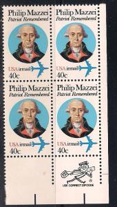 US Zip Blk Sc# C98 Philip Mazzei, Patriot MNH LR