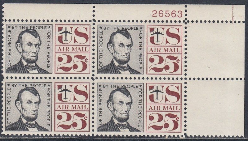 Scott C59 MNH UR Pl Blk 26563 - 1959-66 Abraham Lincoln
