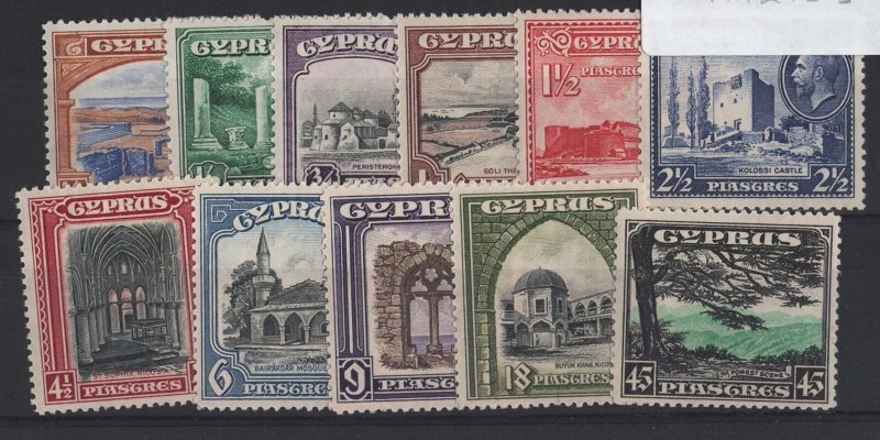 Cyprus 1934 ¼pi - 45pi sg133-43 very fine mint cat £200