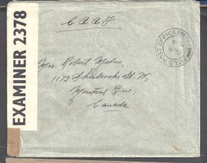 Canada MILITARY WWII OPENED BY EXAMINER FPO 452 1st CORPS HQs SEP 9 1941 BS27089