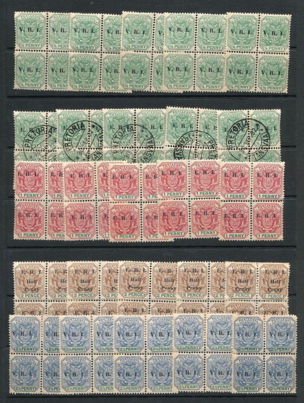 Transvaal South Africa VRI ERI Blocks MNH Used (Approx 2000 Stamps) Au7415