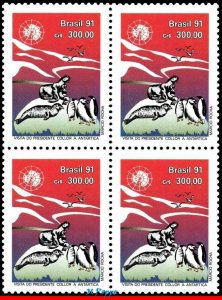 2304 BRAZIL 1991 VISIT PRESIDENT COLLOR IN ANTARCTICA, PENGUIN MI 2402 BLOCK MNH