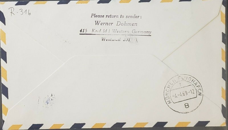 Saudi ARABIA Lufthansa 1969 FFC To Frankfurt Cover