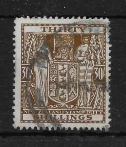 NEW ZEALAND SGF205 1946 30/= BROWN ARMS USED