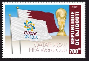 Stamps.  Soccer World Cup in Qatar 2022, Djibouti 2022 year ,1 stamps perforated