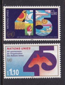 United Nations Geneva #188-189  MNH  1990 anniversary UN  ''45''