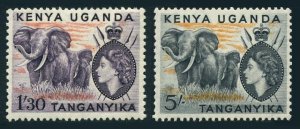 Kenya,Uganda,Tanganyika 113,115,MNH.Michel 101,103. Elephants,QE II,1955.