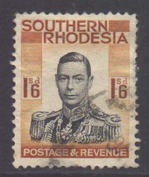 Southern Rhodesia Scott 51 - SG49, 1937 George VI 1/6d used