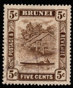 BRUNEI SG68 1933 5c CHOCOLATE FINE USED
