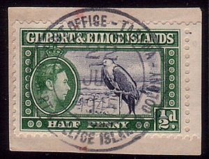 GILBERT & ELLICE IS 1945 ½d on piece with US type TARAWA cds...............33755