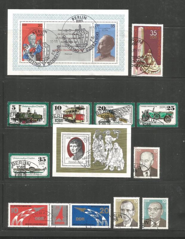 GERMANY – DDR – 1977 – FULL YEAR SET – 76 STAMPS + 8 SHEETS - USED