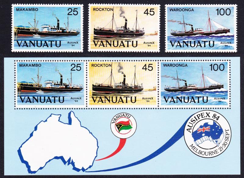 Vanuatu Ships 3v+MS SG#390-MS393 MI#683-685 SC#377-379a