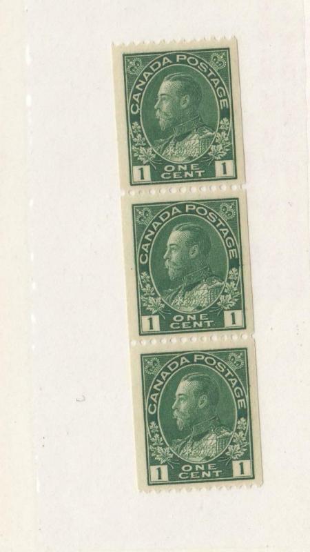 CANADA (MK521)  # 131  VF-MNH  1cts  KGV ADMIRAL COIL /STRIP OF 3 CAT VALUE $75