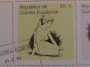 GUINEA EQUATORIAL STAMP-1976 HAND DRAWING NUDE ART PAINTING -MNH STAMP SHEET -