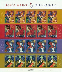 Let's Dance Bailemos Sheet of Twenty 37 Cent Stamps Scott 3939-42 