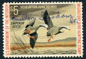 #RW39 – 1972 $5.00 Emperor Geese. Used.