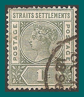 Straits Settlements 1892 Queen Victoria, 1c used  #83,SG95