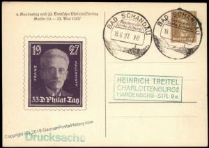 Germany 1927 33rd Philatelistentag Private Ganzsachen Postal Card Cover Us 68468