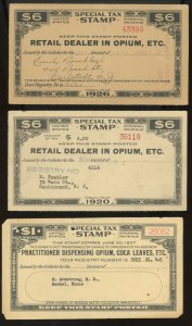 U.S. #TAX STAMP OPIUM DEALER 