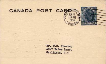 Canada, Canada British Columbia, Government Postal Card