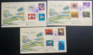 3 Keeling Cocos Island First Day Covers FDC Collection Lot 1969