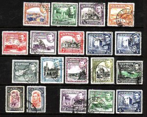 Cyprus-Sc#143-55 + 164-66- id9-used KGVI set + supplementary set-1938-51-