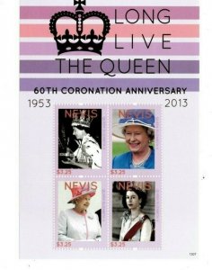 Nevis - 2013 - Queen Elizabeth II 60th Coronation Anniv  - Sheet of Four  - MNH