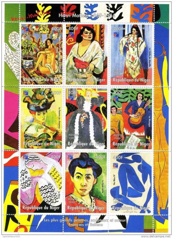 Niger 1998 HENRI MATISSE Philex France'99 Philatelic Sheet Perforated Mint (NH)