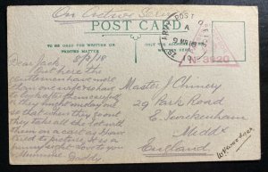 1918 Suez Egypt Army Post Office Hand Drawn Postcard cover To Middx England