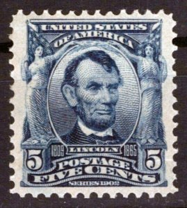 US 304 VLH VF wide margins 5c blue Lincoln regular issue ZAYIX 0424MAR0012